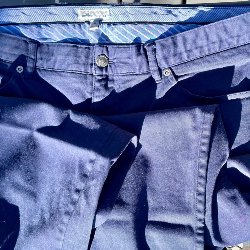 Peter Millar Blue Chinos with Double-Layered Waistband